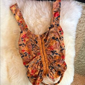 Free People Gold Floral Velvet Tank Top